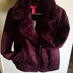 Beautiful faux suede and faux fur moto jacket
